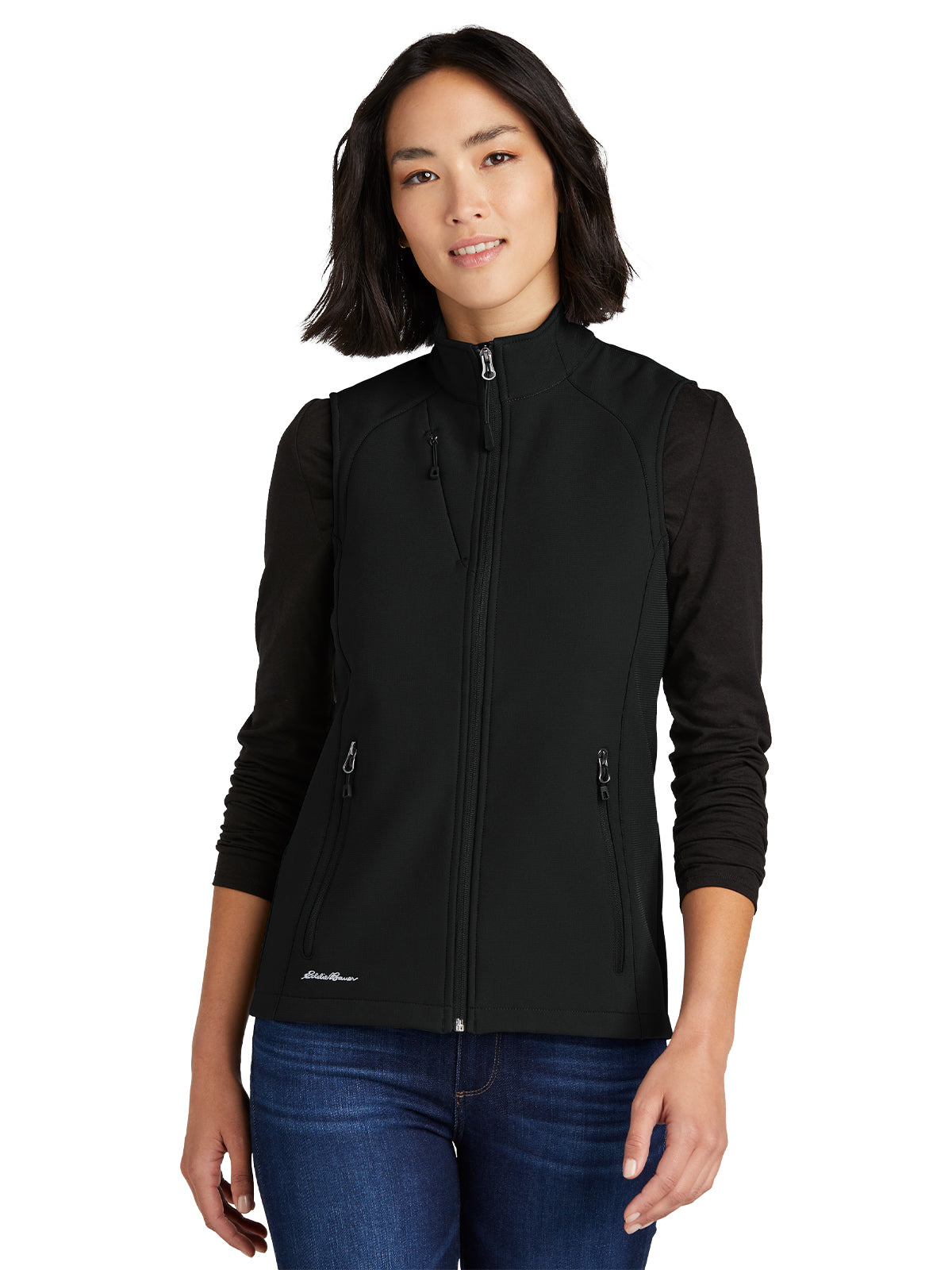 Women's Stretch Soft Shell Vest - EB547 - Deep Black