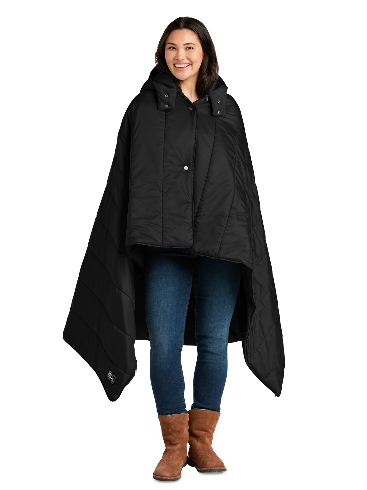 Unisex Puffy Camp Poncho Blanket - EB755 - Black
