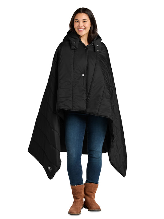 Unisex Puffy Camp Poncho Blanket - EB755 - Black