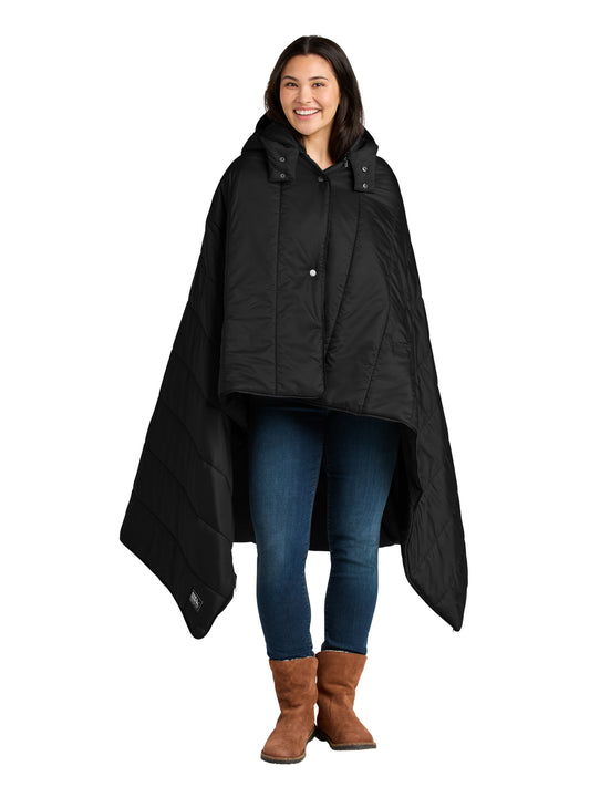Unisex Puffy Camp Poncho Blanket - EB755 - Black