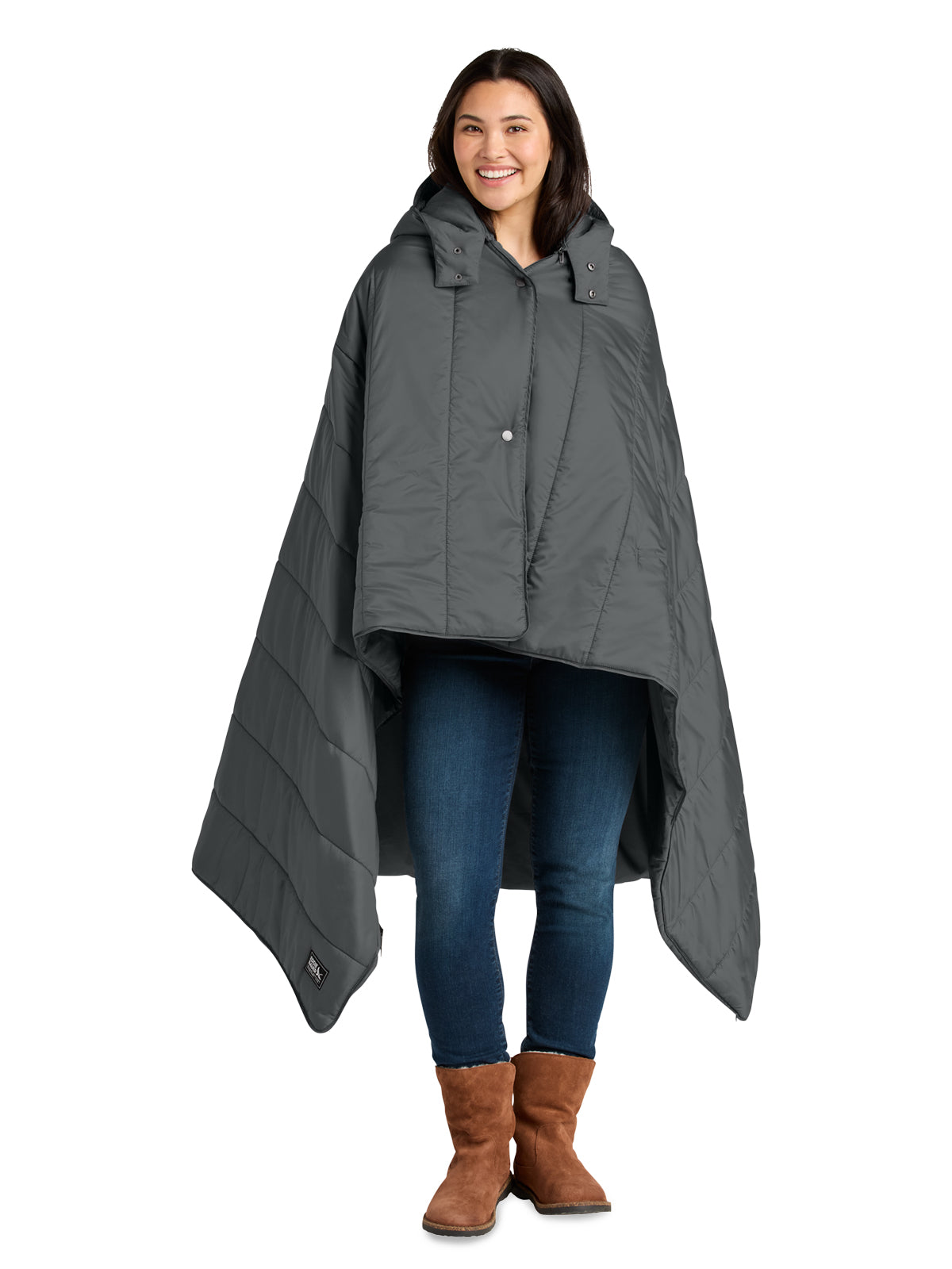 Unisex Puffy Camp Poncho Blanket - EB755 - Metal Grey