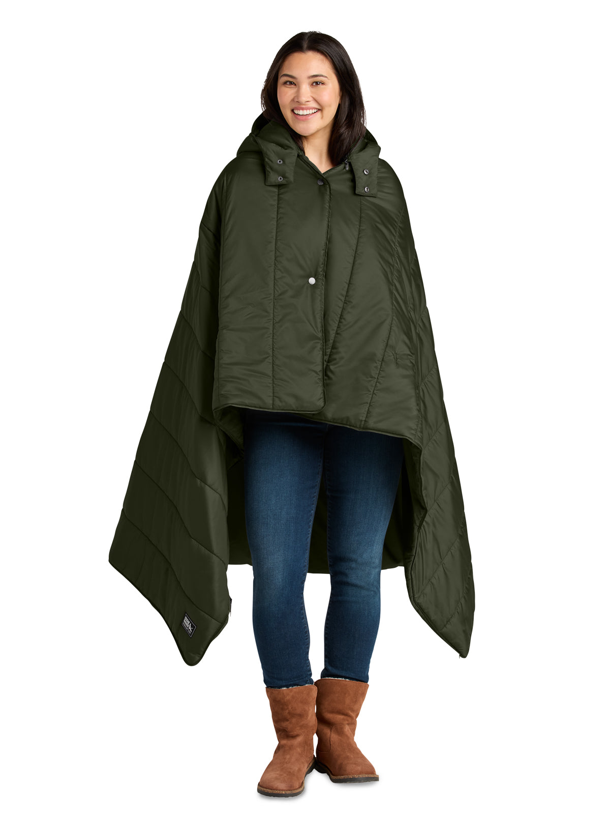 Unisex Puffy Camp Poncho Blanket - EB755 - Olive Green