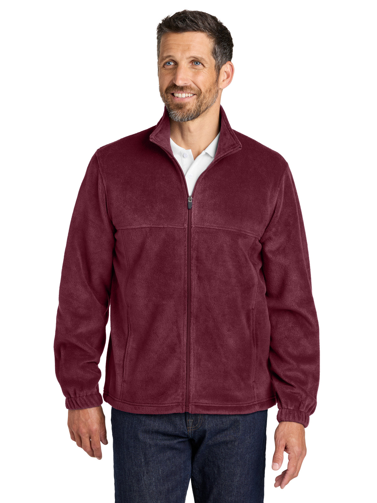 Men's Plush Fleece Full-Zip Jacket - F190 - Club Burgundy
