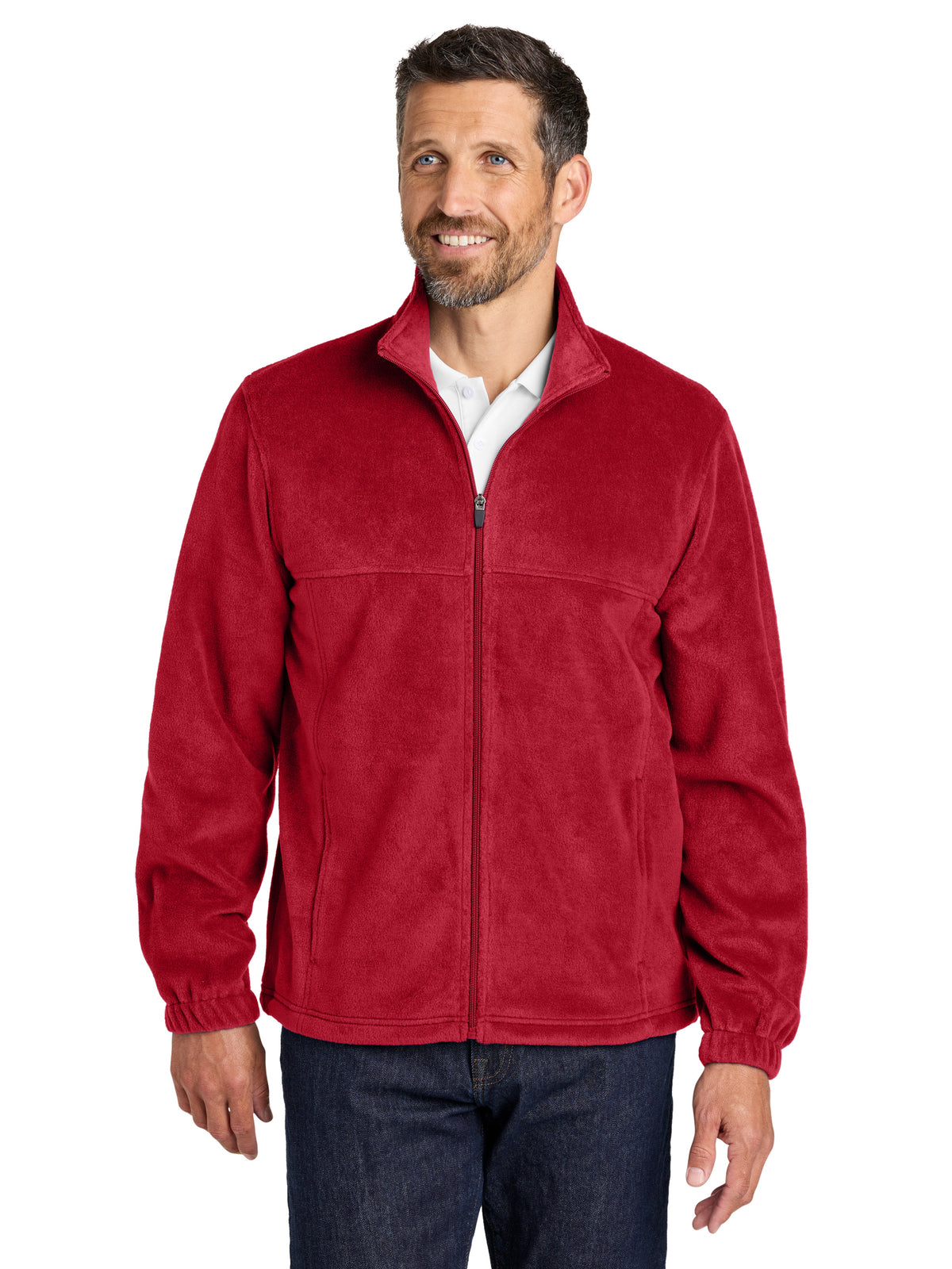 Men's Plush Fleece Full-Zip Jacket - F190 - Rich Red