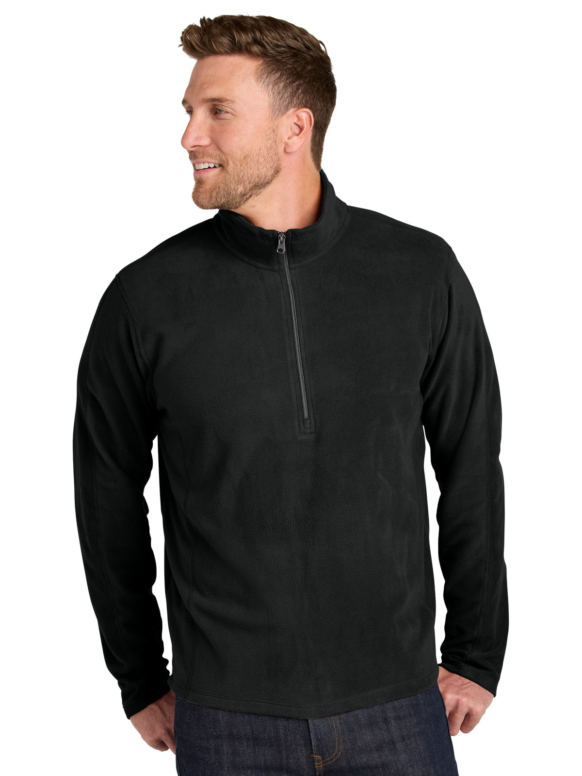Men's Microfleece 1/2-Zip Pullover Sweatshirt - F224 - Black