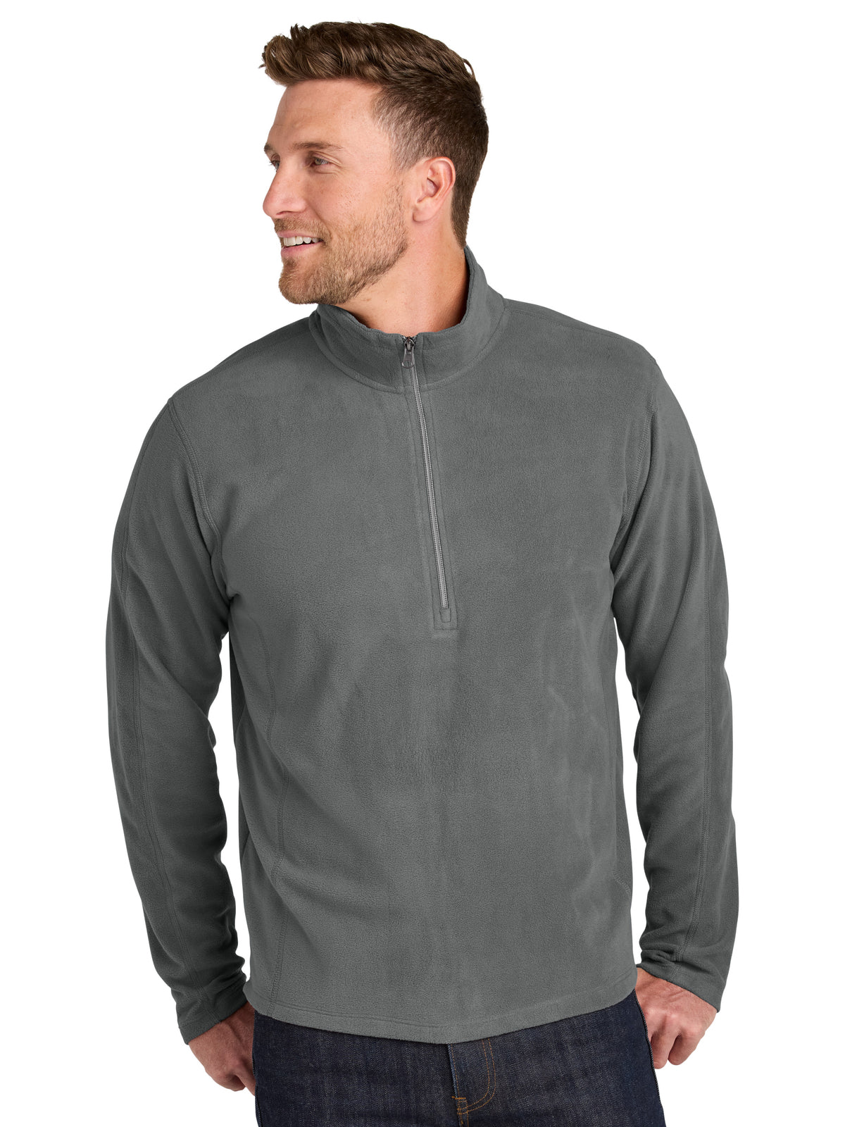 Men's Microfleece 1/2-Zip Pullover Sweatshirt - F224 - Pearl Grey