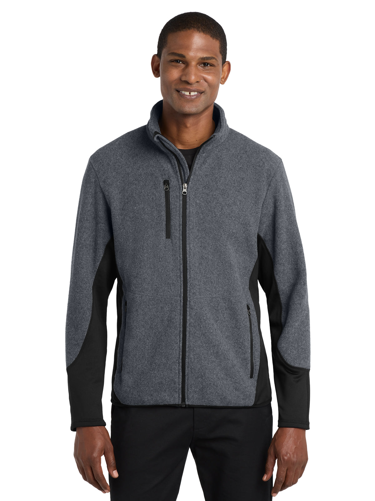 Men's Pro Fleece Zip Jacket - F227 - Charcoal Heather/Black