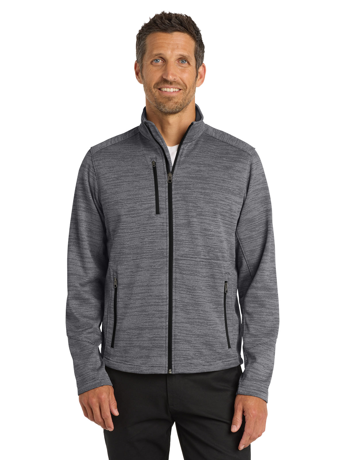 Men's Striped Fleece Jacket - F231 - Black