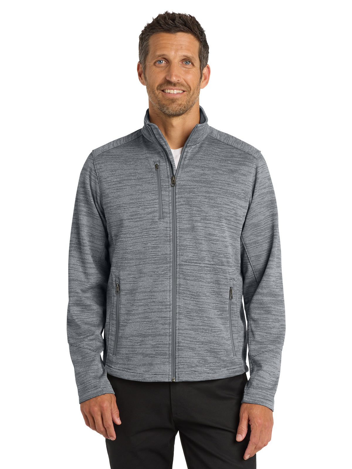 Men's Striped Fleece Jacket - F231 - Grey