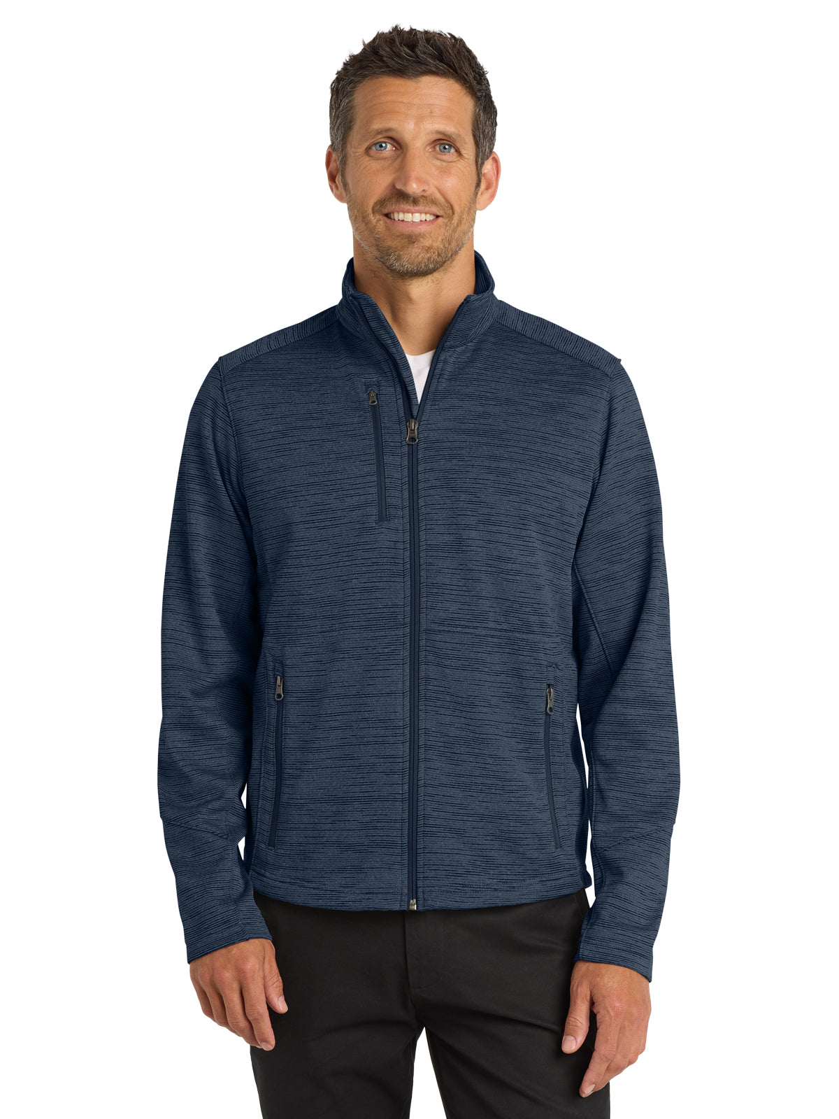 Men's Striped Fleece Jacket - F231 - Navy
