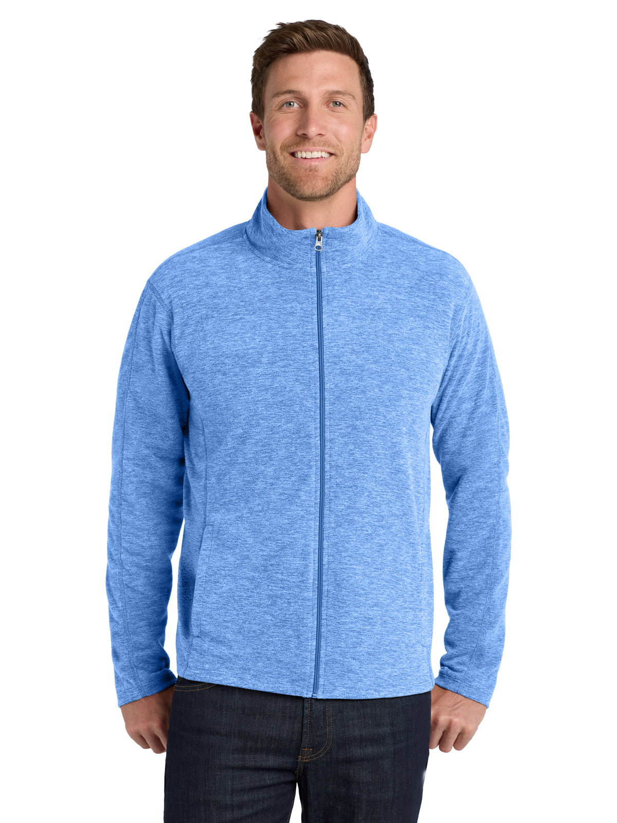 Men's Heather Microfleece Full-Zip Jacket - F235 - Light Royal Heather