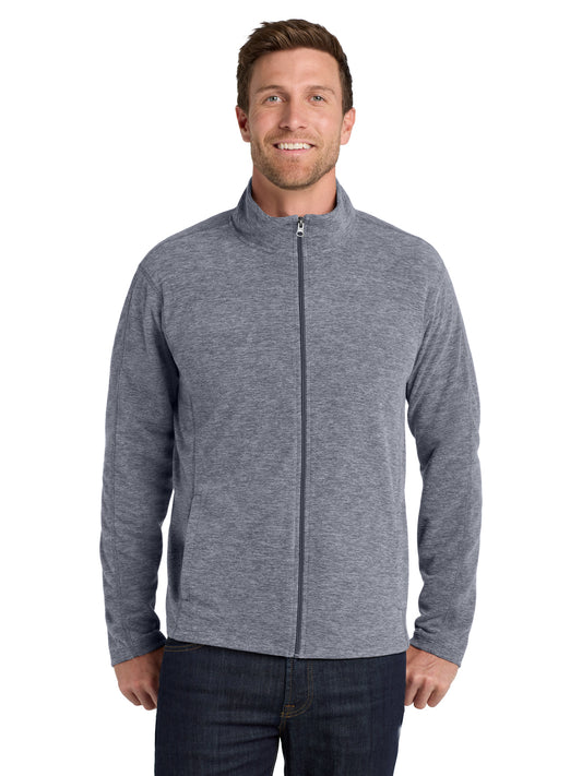 Men's Heather Microfleece Full-Zip Jacket - F235 - True Navy Heather