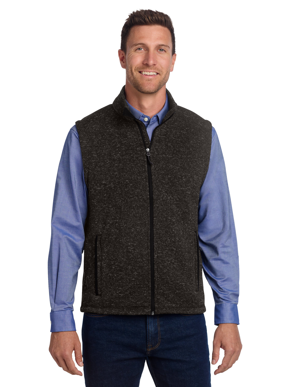 Men's Fleece Vest - F236 - Black Heather