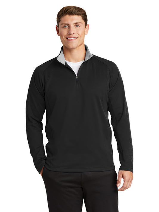 Men's Fleece Pocketless 1/4-Zip Sweatshirt - F243 - Black/ Silver