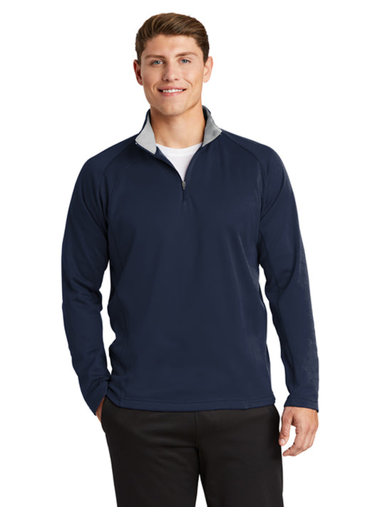 Men's Fleece Pocketless 1/4-Zip Sweatshirt - F243 - Navy/ Silver