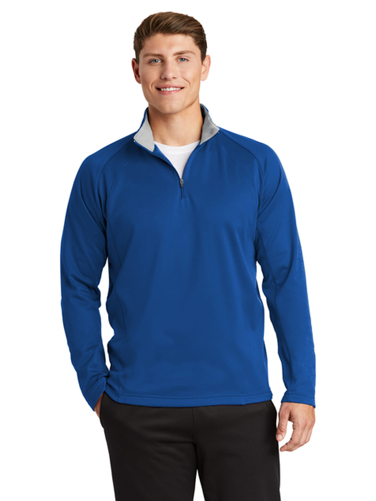 Men's Fleece Pocketless 1/4-Zip Sweatshirt - F243 - True Royal/ Silver