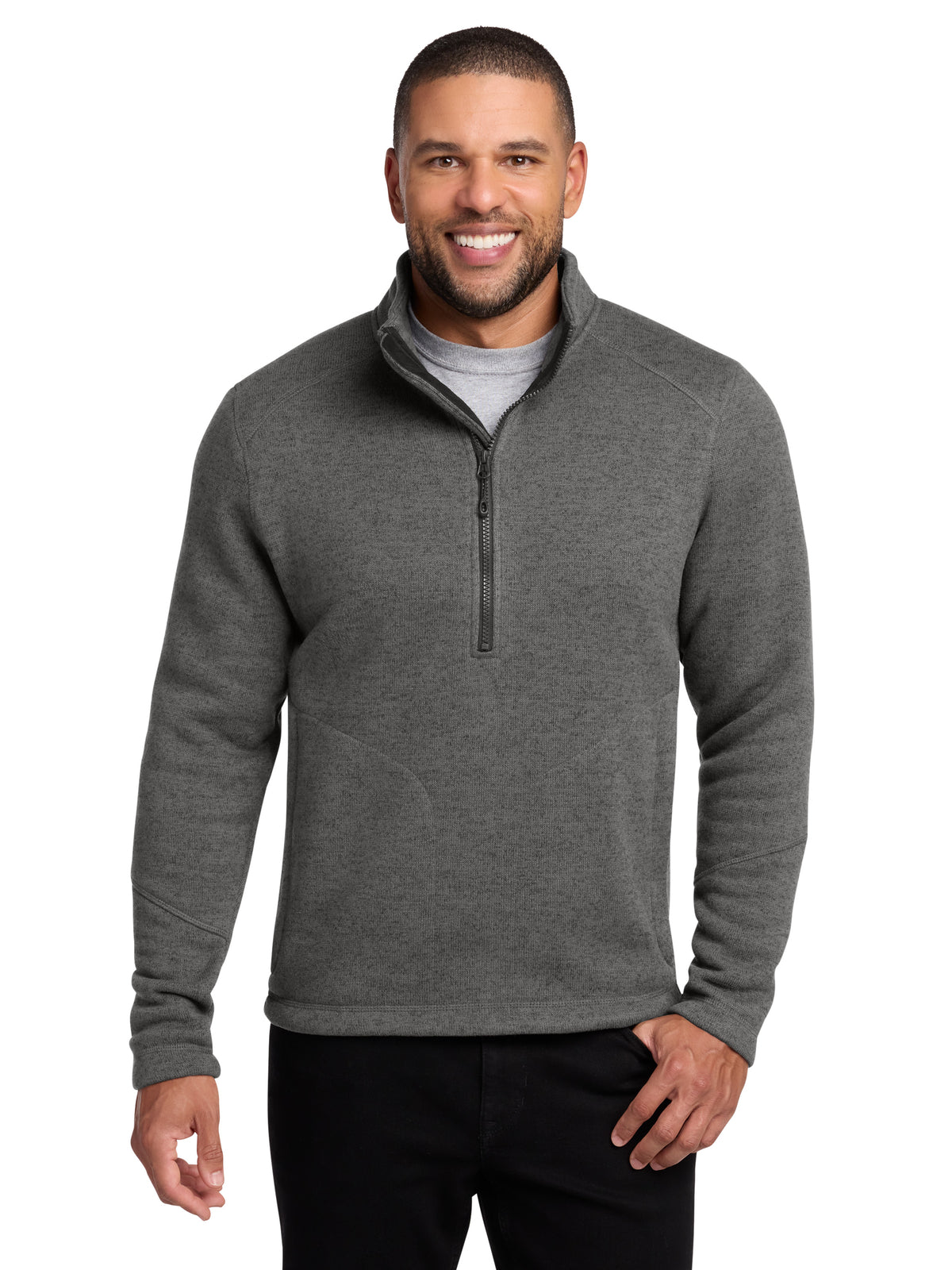 Men's Two-Pocket Arc Fleece 1/4-Zip Sweater - F426 - Grey Smoke Heather