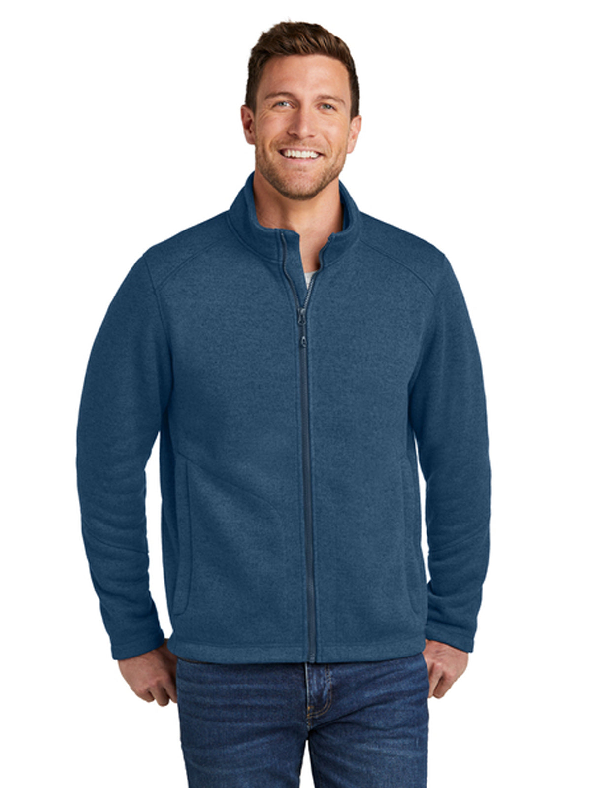 Men's 2-Pocket Arc Sweater Fleece Jacket - F428 - Insignia Blue Heather