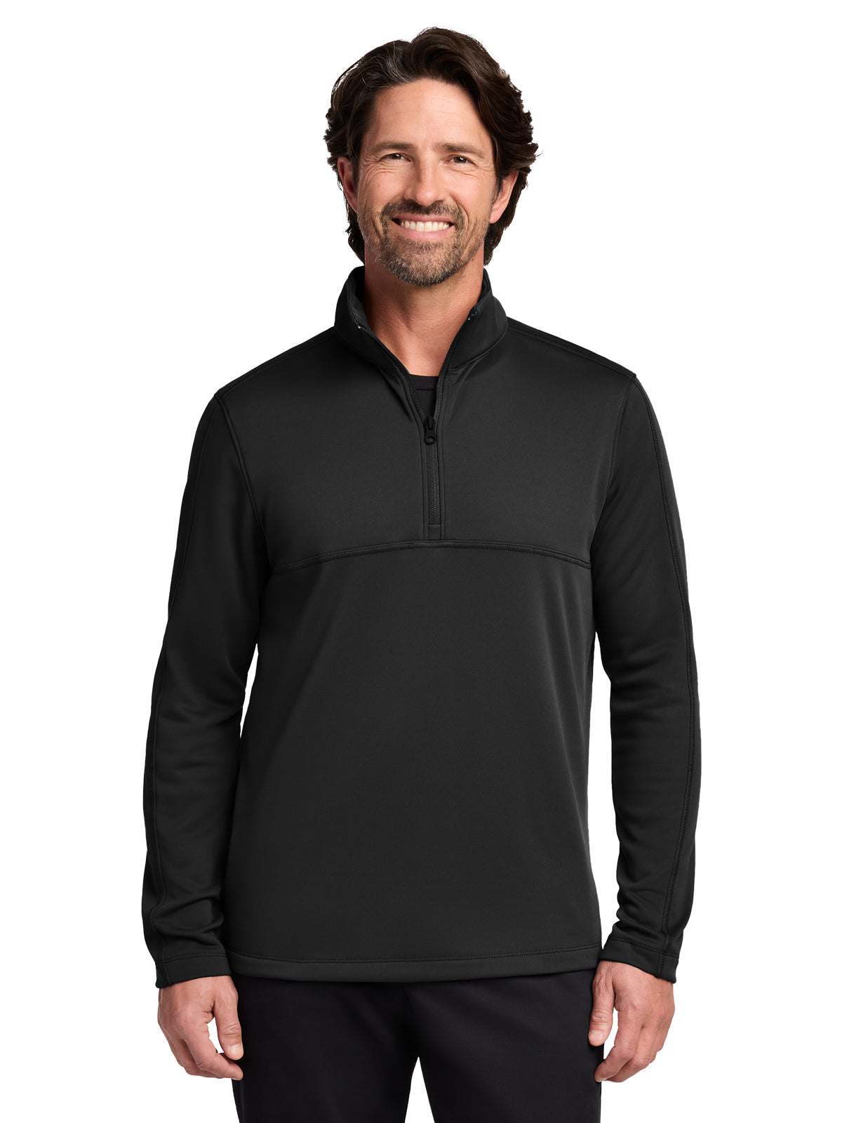 Men's Smooth Fleece 1/4 Zip Sweatshirt - F804 - Deep Black