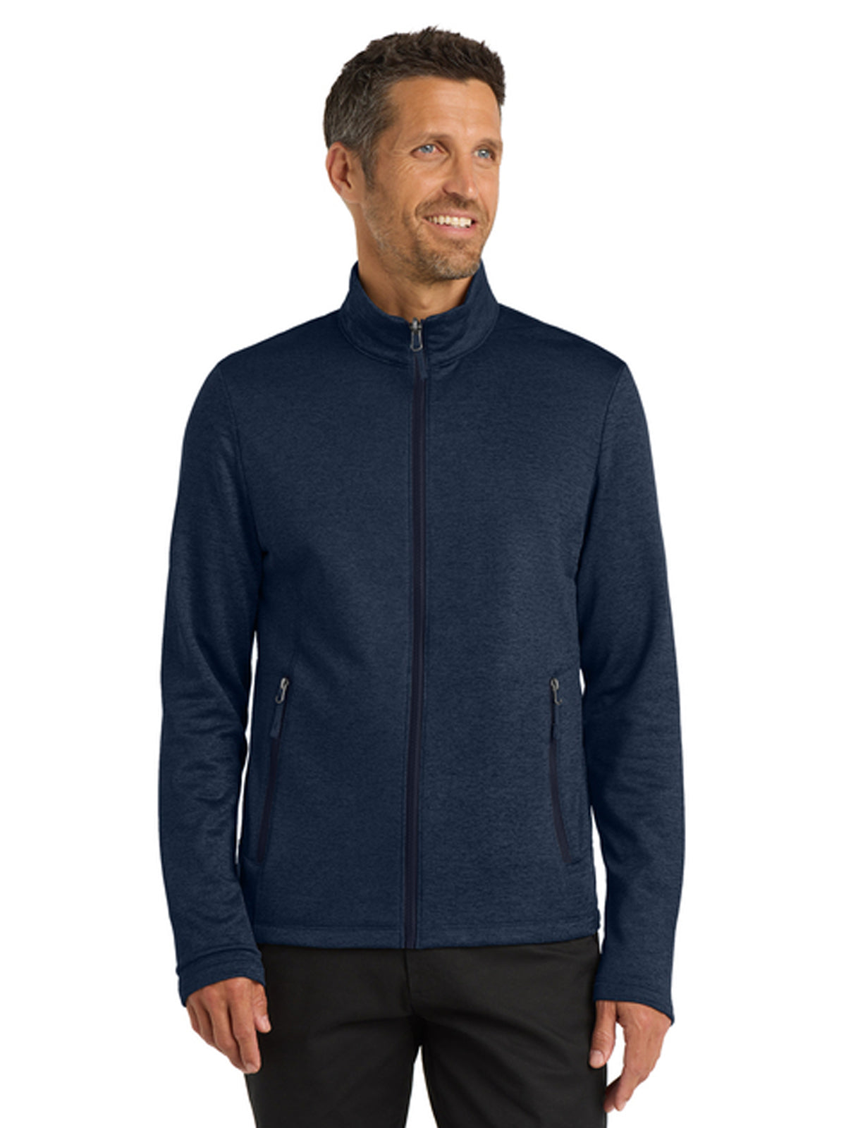 Men's Two-Pocket Collective Striated Fleece Jacket - F905 - River Blue Navy Heather