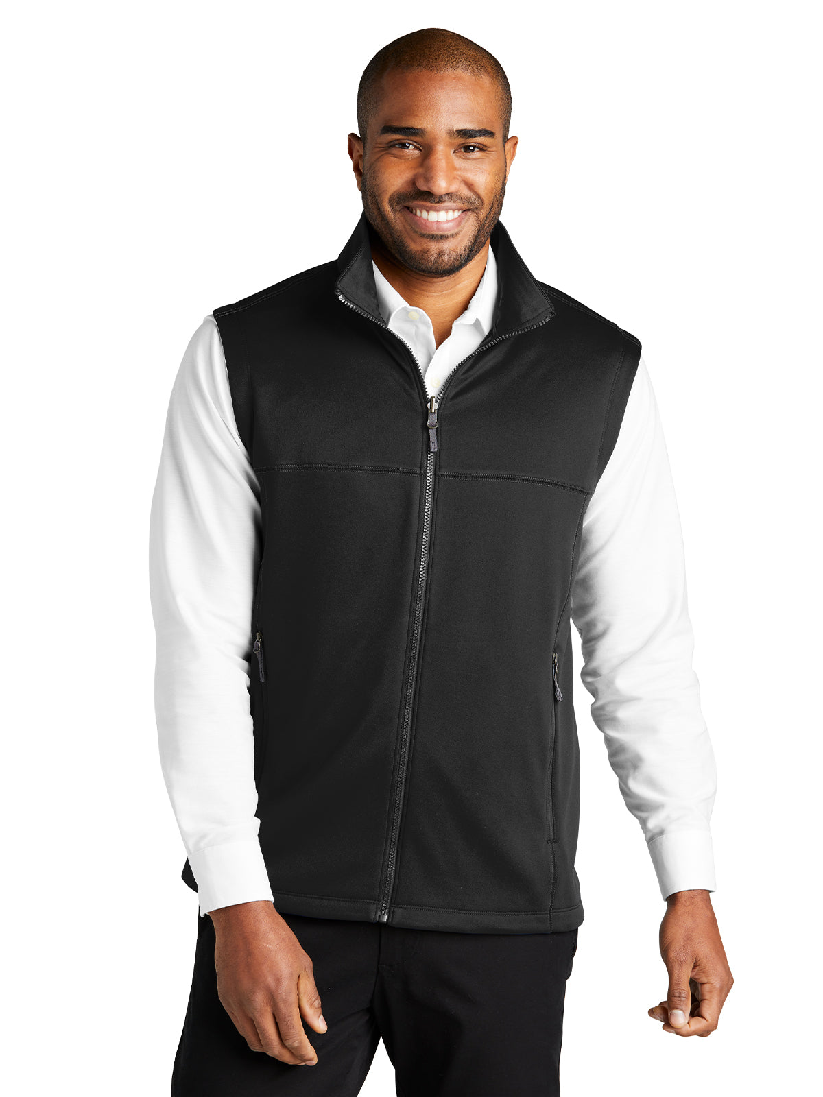Men's Smooth Fleece Vest - F906 - Deep Black