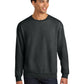 Unisex Pocketless CVC Ring Spun Crewneck Sweatshirt - IC48M - Black Ink Heather