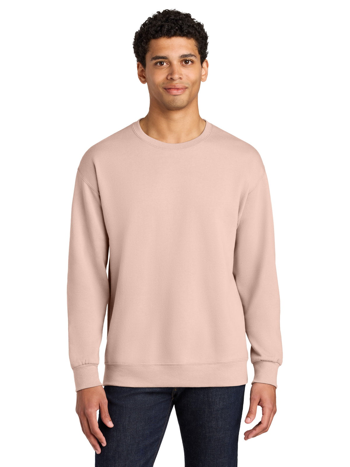 Unisex Pocketless CVC Ring Spun Crewneck Sweatshirt - IC48M - Blush Pink