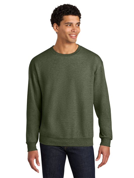 Unisex Pocketless CVC Ring Spun Crewneck Sweatshirt - IC48M - Military Green Heather