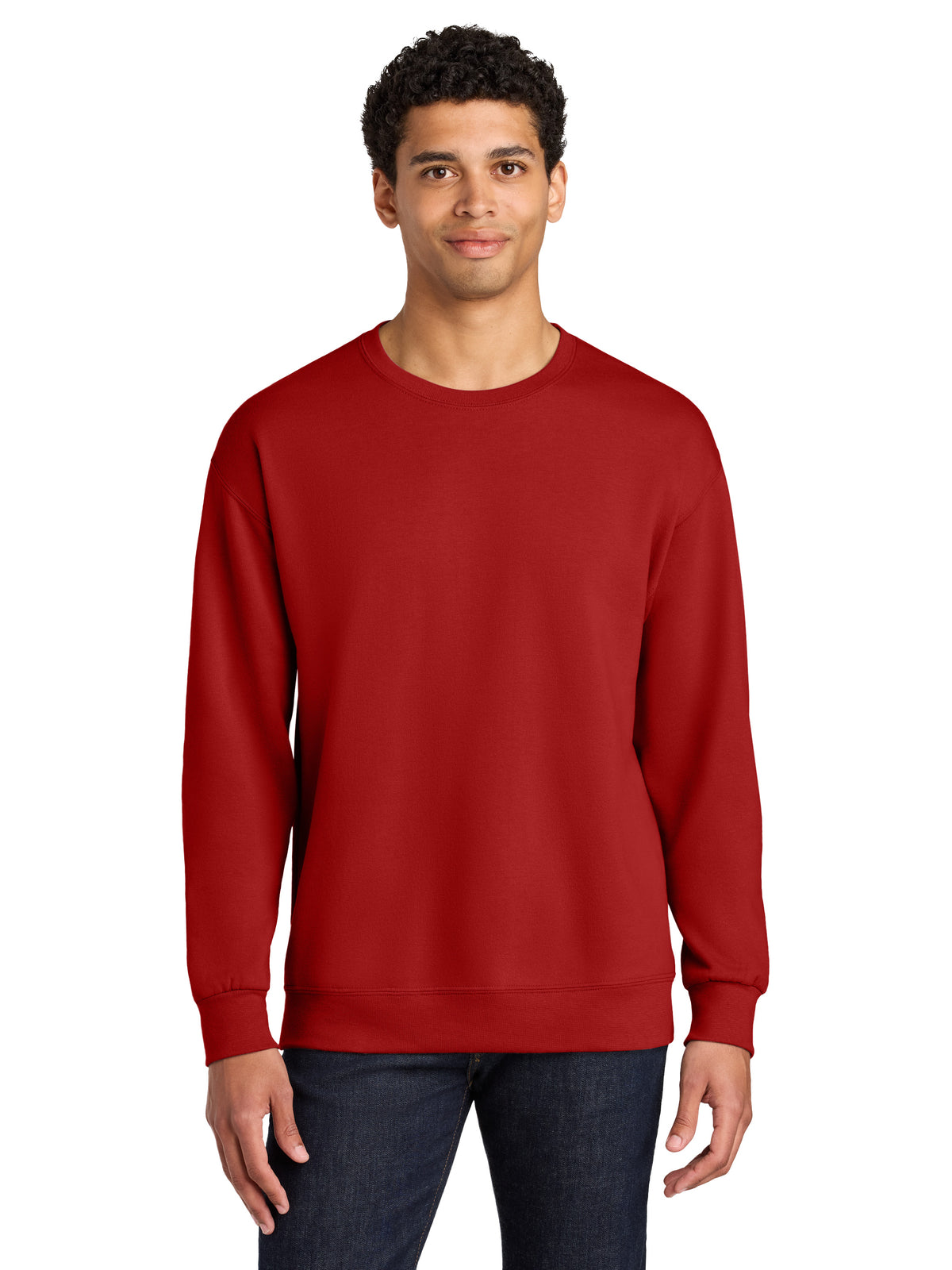 Unisex Pocketless CVC Ring Spun Crewneck Sweatshirt - IC48M - True Red
