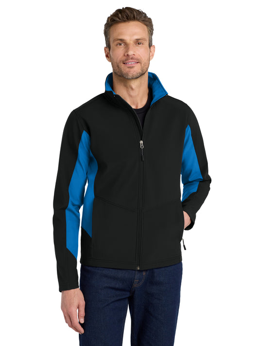 Men's Core Colorblock Soft Shell Jacket - J318 - Black/Imperial Blue