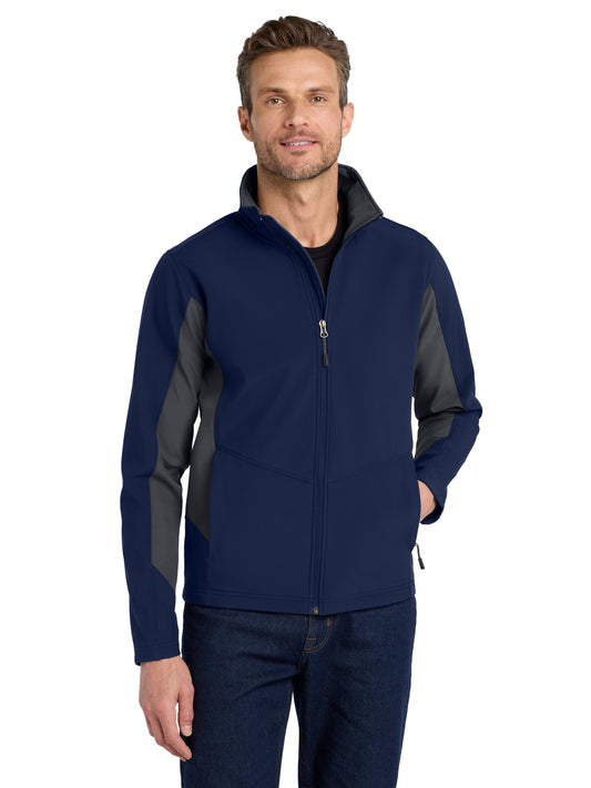 Men's Core Colorblock Soft Shell Jacket - J318 - Dress Blue Navy/Battleship Grey