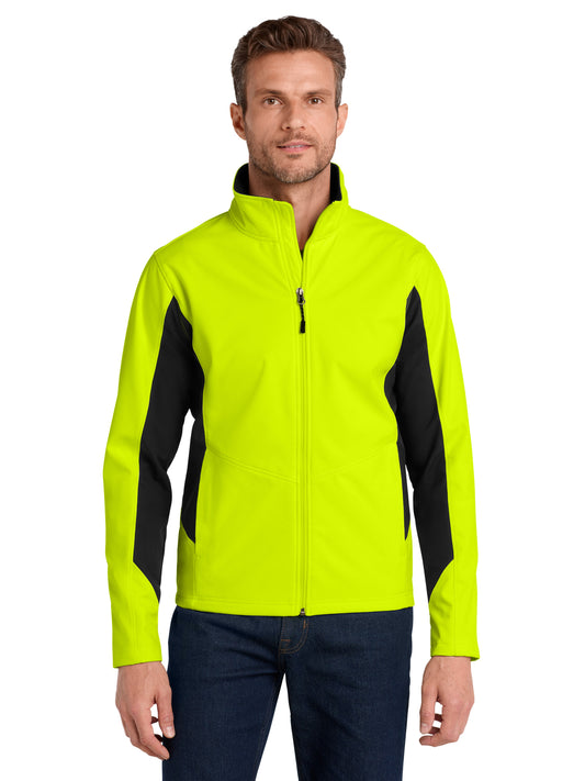 Men's Core Colorblock Soft Shell Jacket - J318 - Safety Yellow/Black