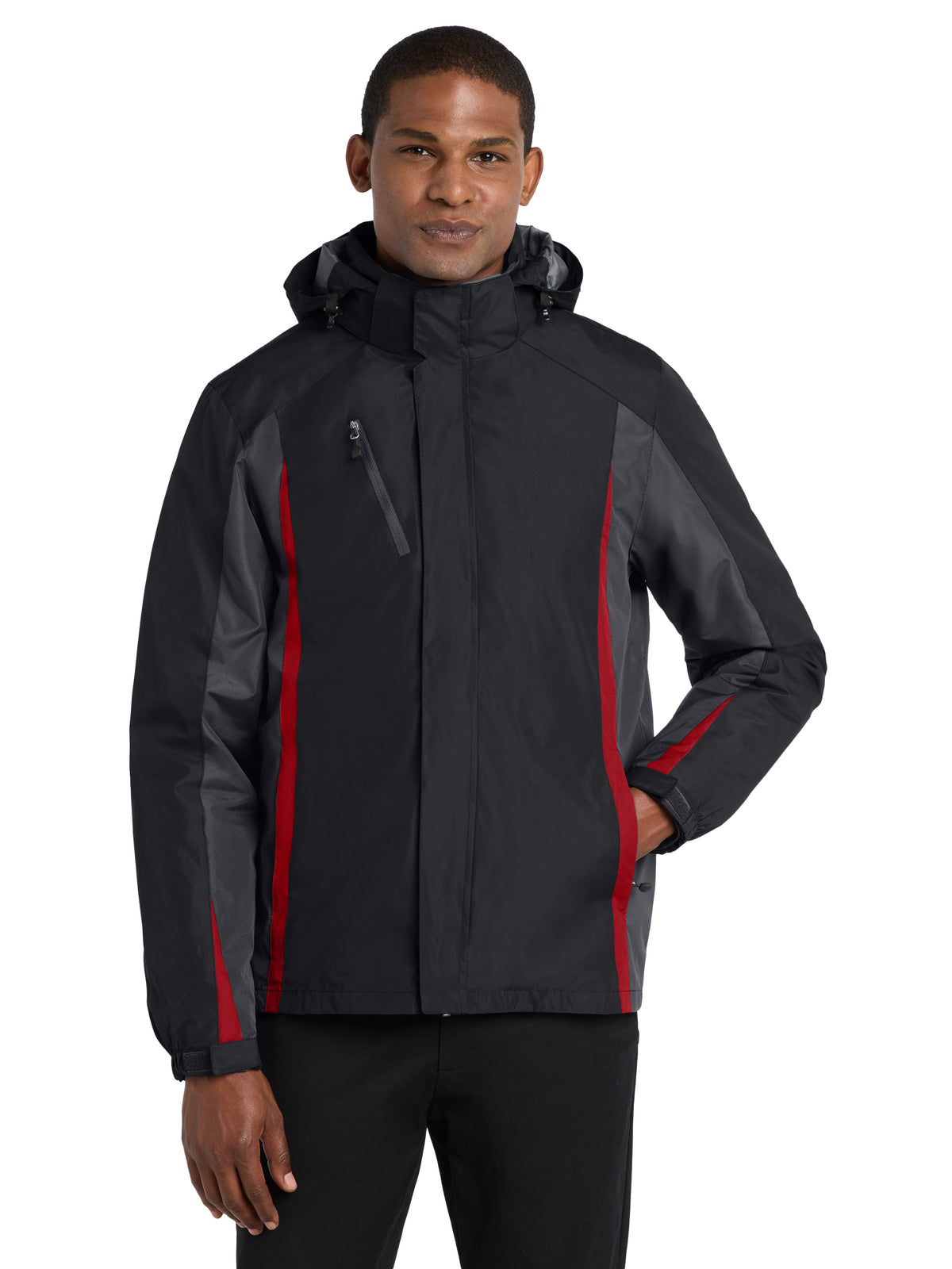 Men's Colorblock 3-in-1 Jacket - J321 - Black/Magnet/Signal Red