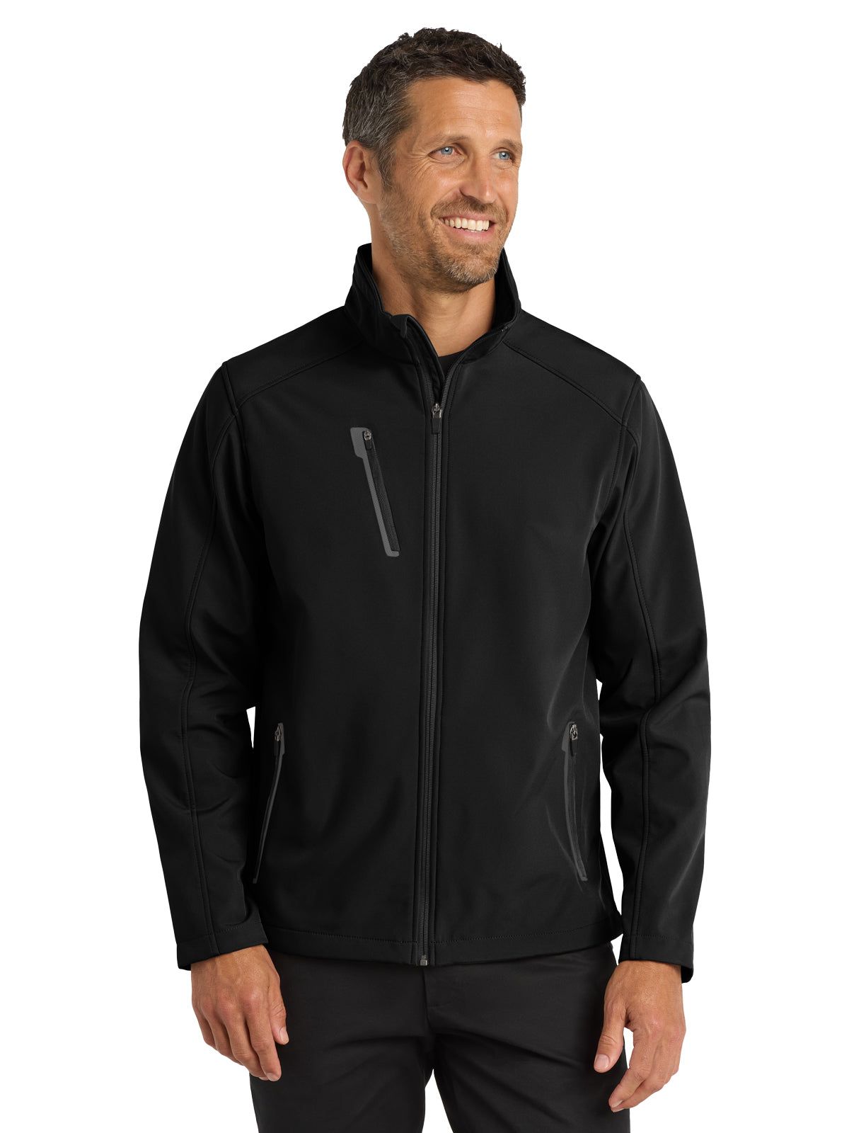 Men's 3-Pocket Welded Soft Shell Jacket - J324 - Black
