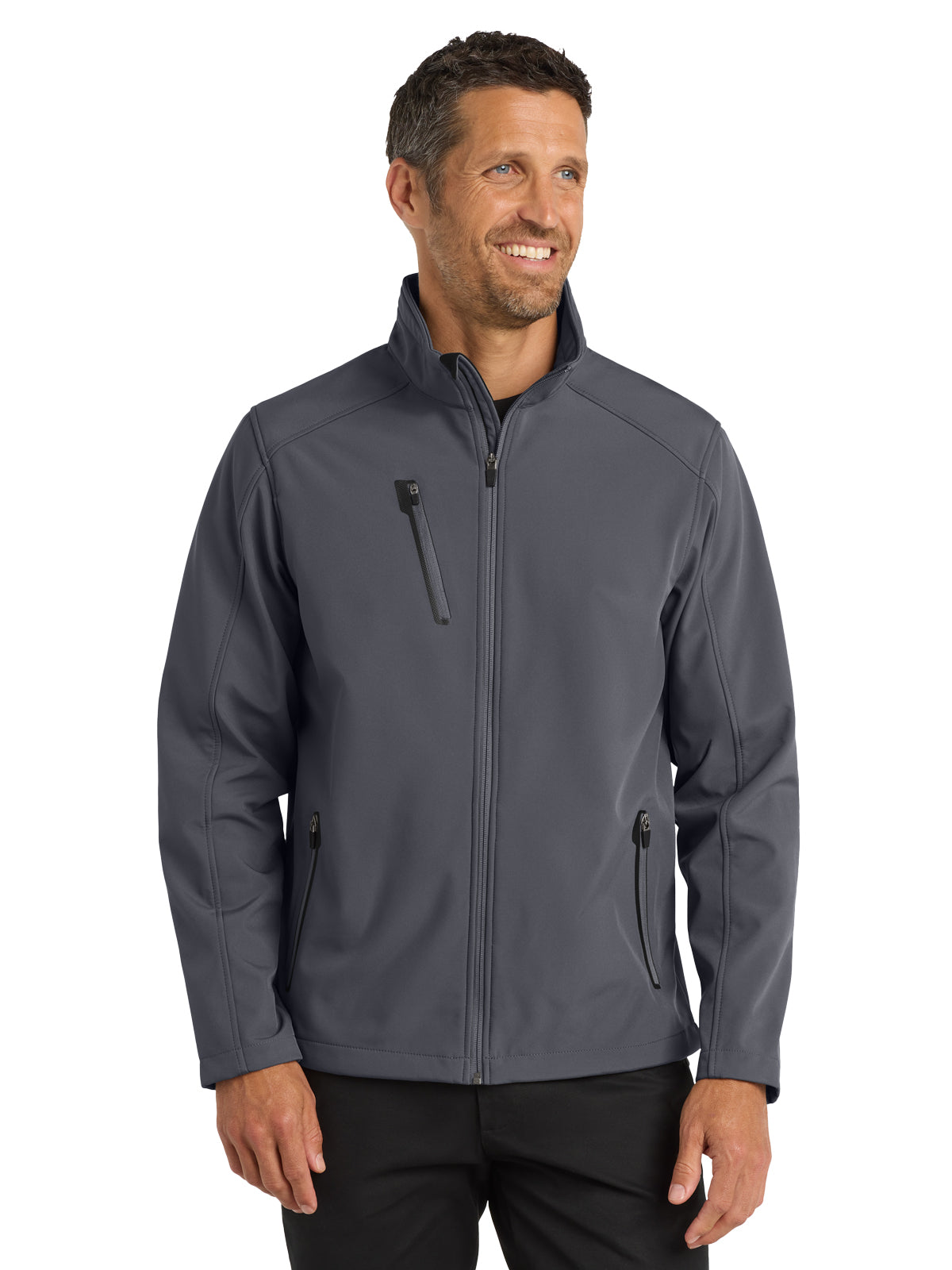 Men's 3-Pocket Welded Soft Shell Jacket - J324 - Deep Smoke