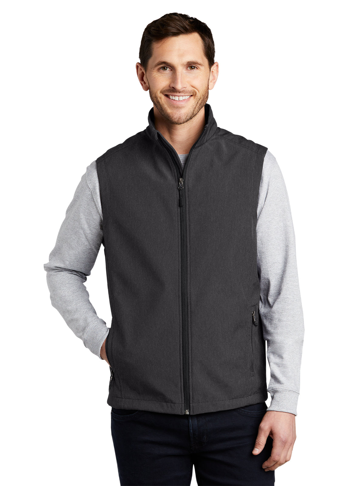 Men's Soft Shell Vest - J325 - Black Charcoal Heather