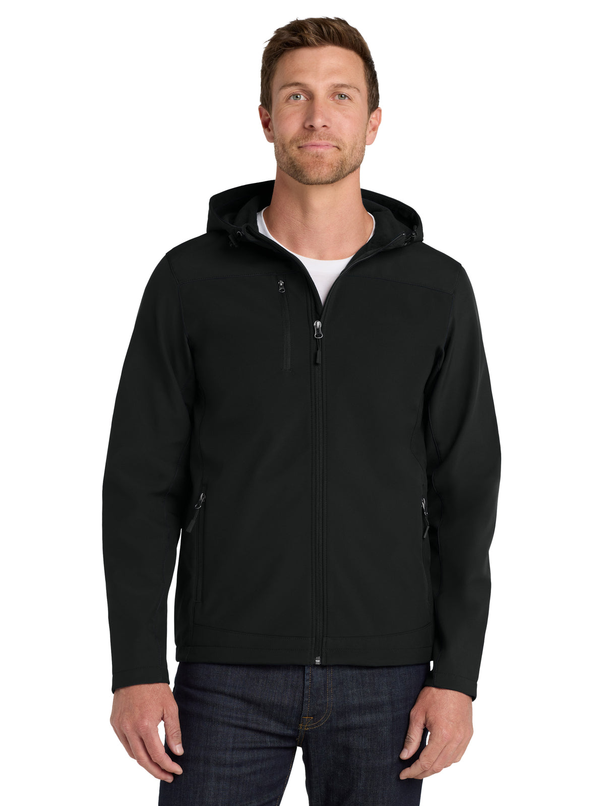 Men's Hooded Core Soft Shell Jacket - J335 - Black