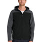 Men's Hooded Core Soft Shell Jacket - J335 - Black/Battleship Grey