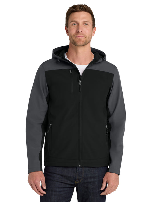 Men's Hooded Core Soft Shell Jacket - J335 - Black/Battleship Grey