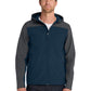 Men's Hooded Core Soft Shell Jacket - J335 - Dress Blue Navy/Battleship Grey
