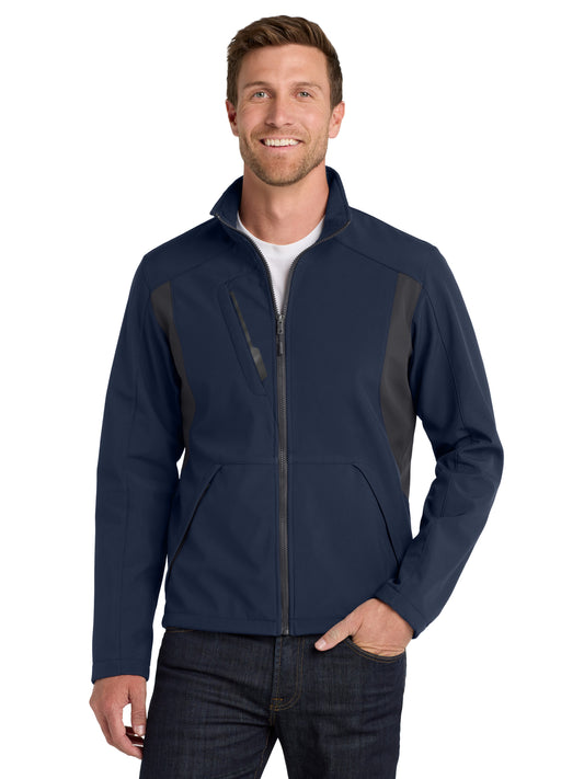 Men's Back-Block Soft Shell Jacket - J336 - Dress Blue Navy/Battleship Grey