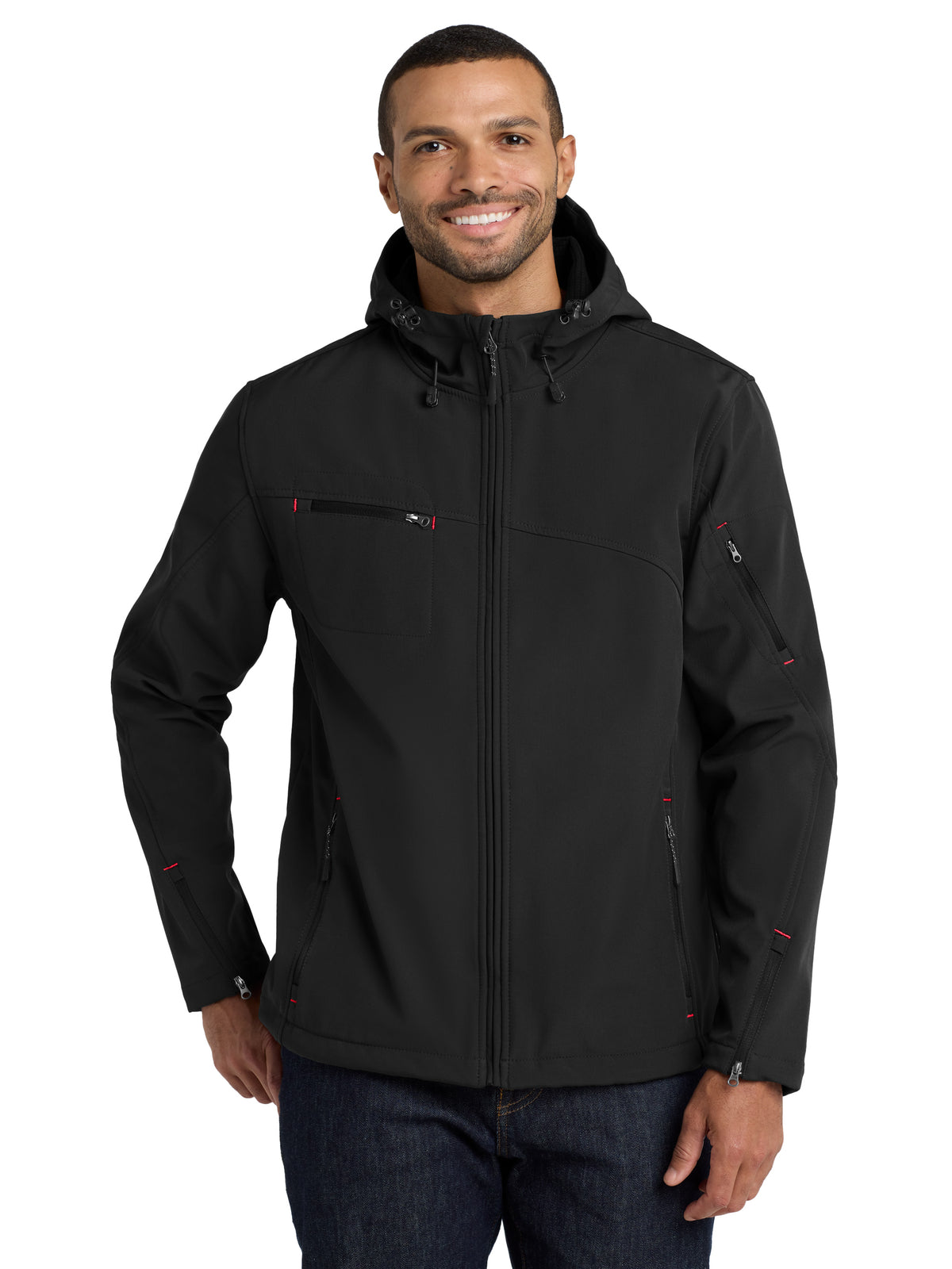 Men's Textured Hooded Soft Shell Jacket - J706 - Black