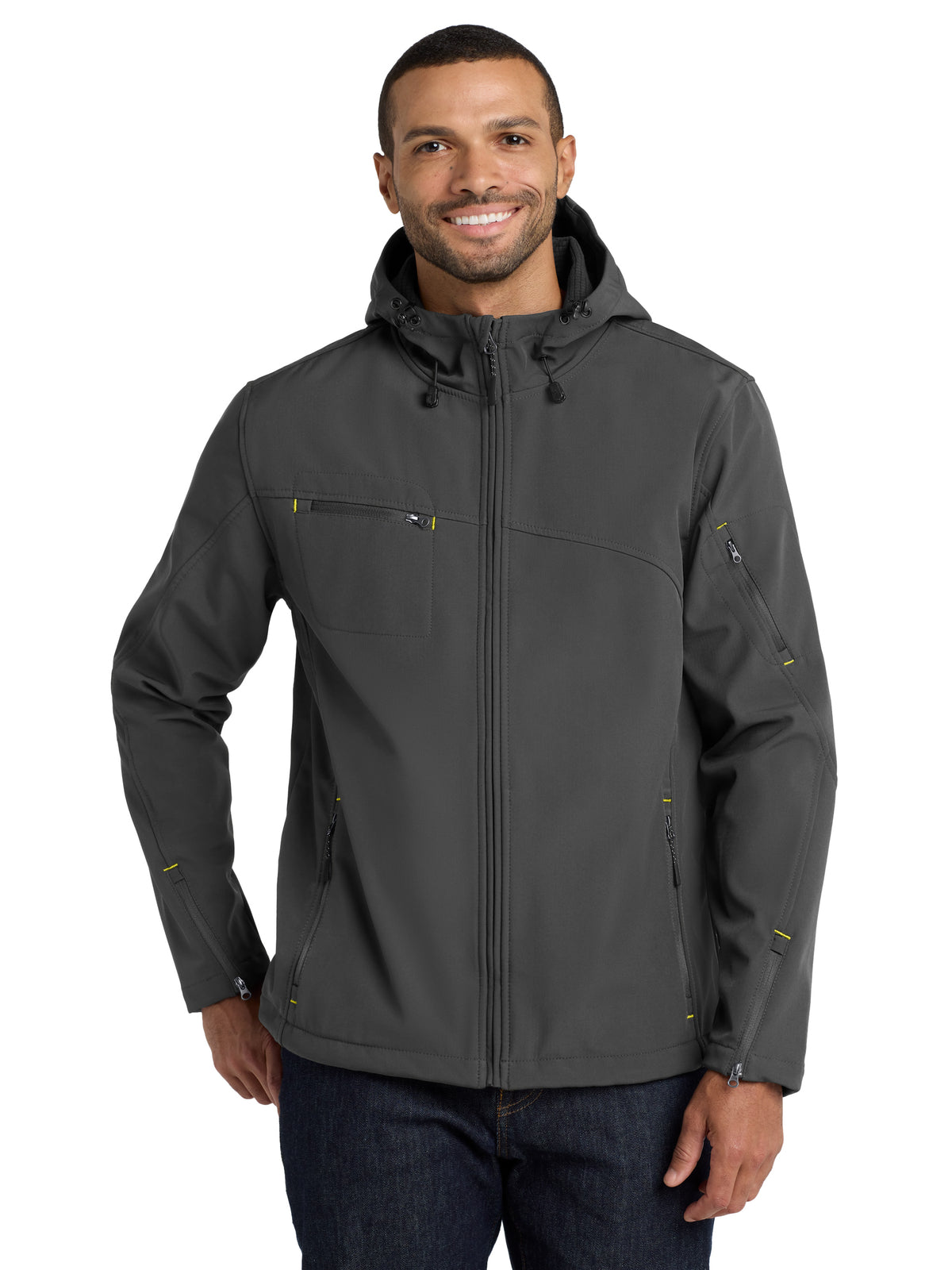 Men's Textured Hooded Soft Shell Jacket - J706 - Charcoal