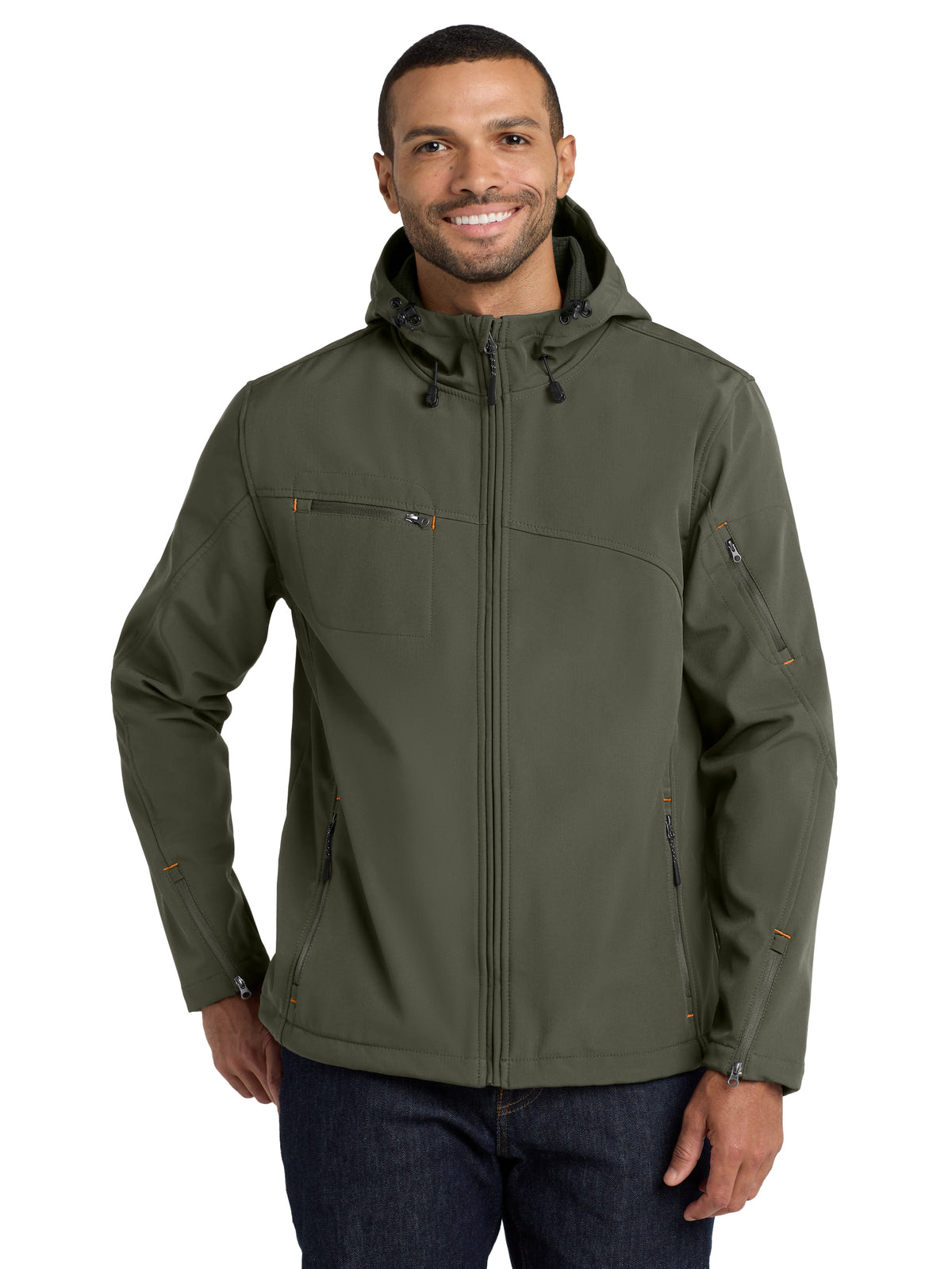 Men's Textured Hooded Soft Shell Jacket - J706 - Mineral Green