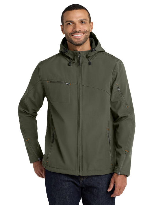 Men's Textured Hooded Soft Shell Jacket - J706 - Mineral Green
