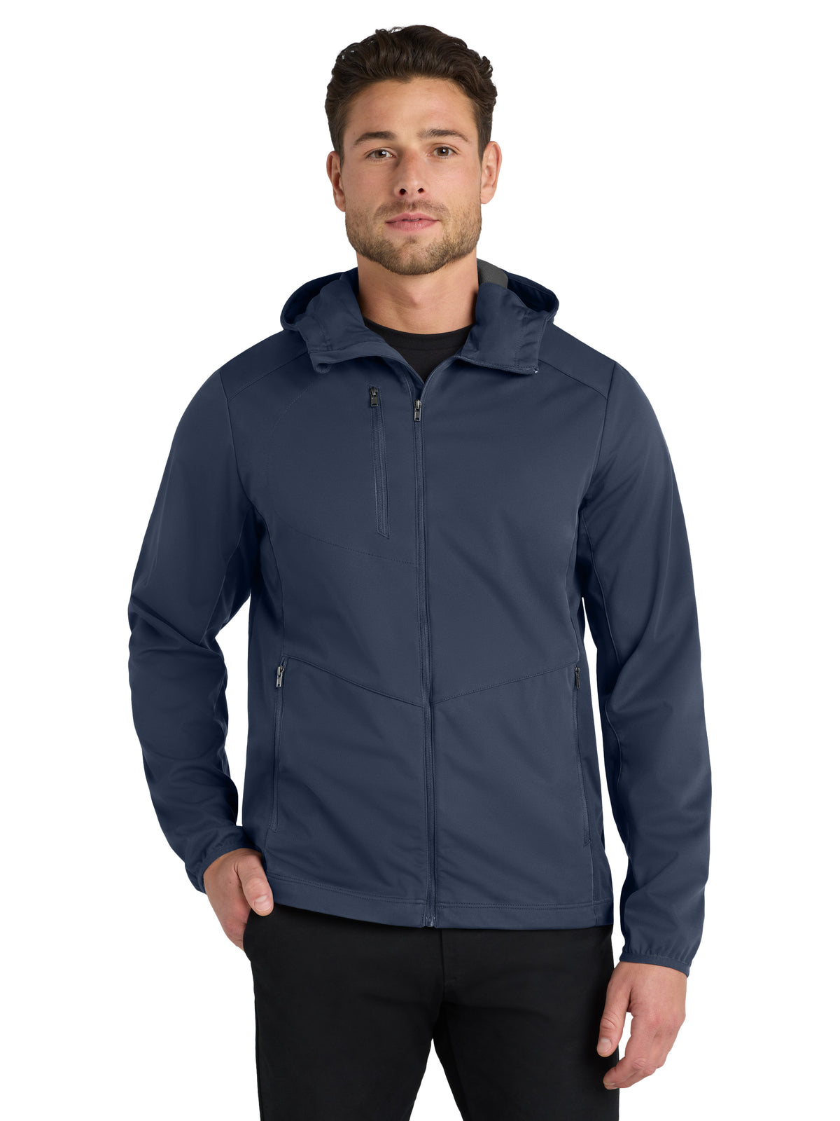 Men's Active Hooded Soft Shell Jacket - J719 - Dress Blue Navy