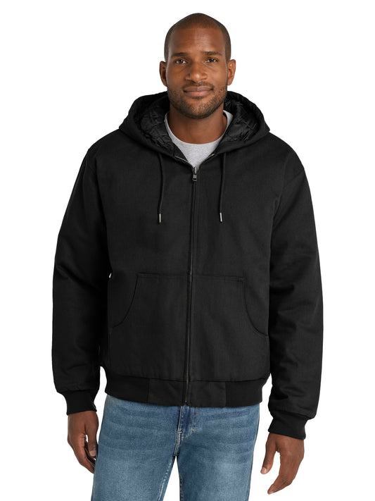 Men's 4-Pocket Duck Cloth Hooded Work Jacket - J763H - Black