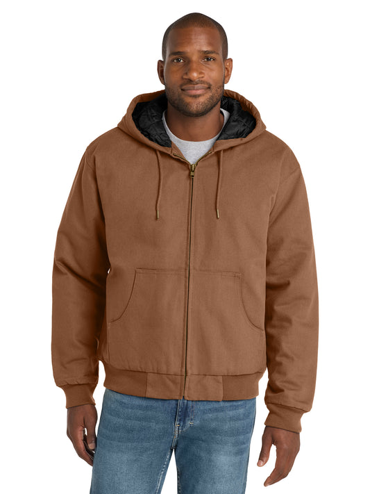Men's 4-Pocket Duck Cloth Hooded Work Jacket - J763H - Duck Brown