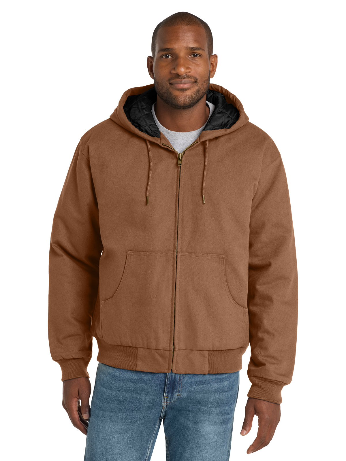 Men's 4-Pocket Duck Cloth Hooded Work Jacket - J763H - Duck Brown