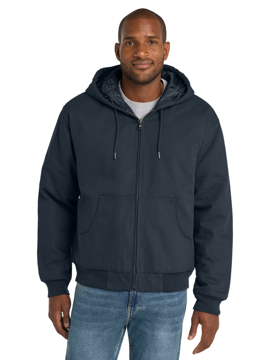 Men's 4-Pocket Duck Cloth Hooded Work Jacket - J763H - Navy